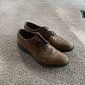 Brown leather wingtip dress shoes Stafford